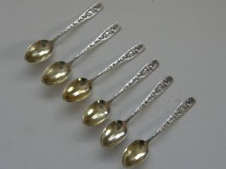 6 Whiting Sterling Goldwashed 1880 Partridgeberry Demitasse Spoons “grace 