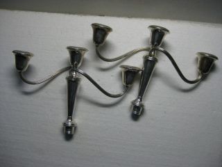 Pair Gorham Sterling Silver Candelabras Parts Two Piece Weighted photo