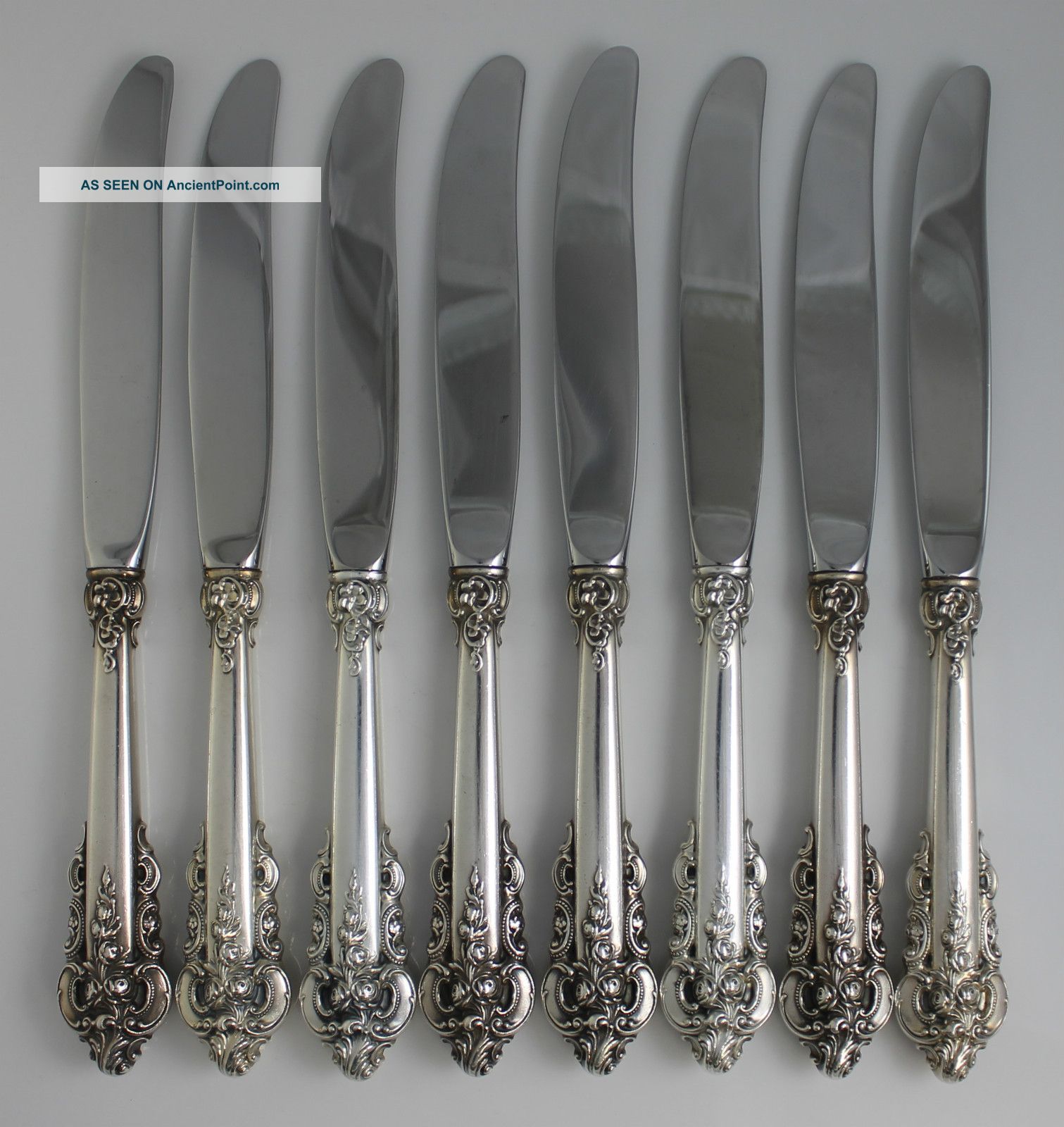 8 Wallace Grande Baroque Sterling Silver Flatware Hollow Handle Modern Knives Wallace photo