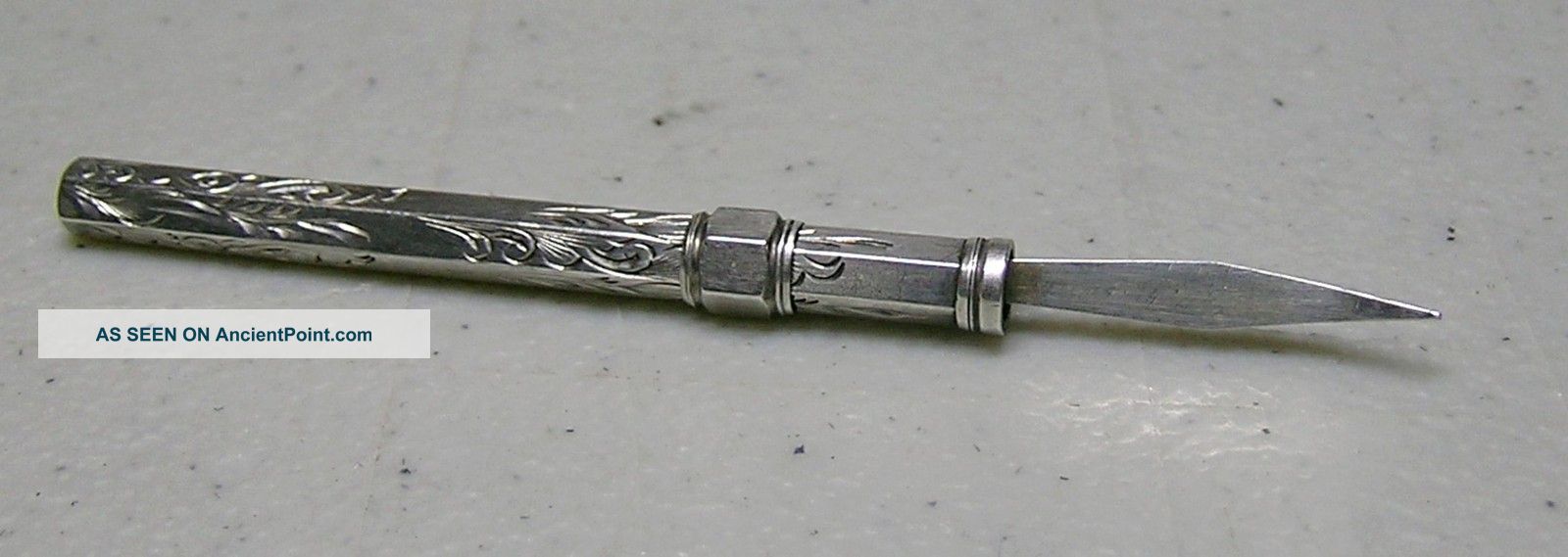 C.  1810 Georgian Hand Chased Silver Retractable Toothpick Other photo