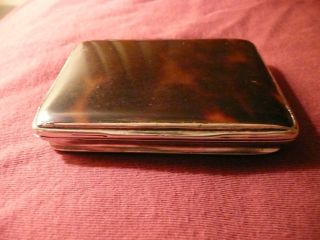 Handsome Antique French Silver & Tortoiseshell Pastille Box Or Snuff Box C.  1780 photo