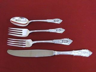 Wallace Rosepoint Rose Point Pattern Sterling Silver 4pc 4 - Piece Place Setting photo