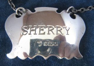Vintage Solid Silver Sherry Bottle Label - Sheffield 1982 photo