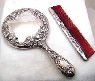Gorham Antique Sterling Silver Hand Mirror & Matching Comb 26 photo