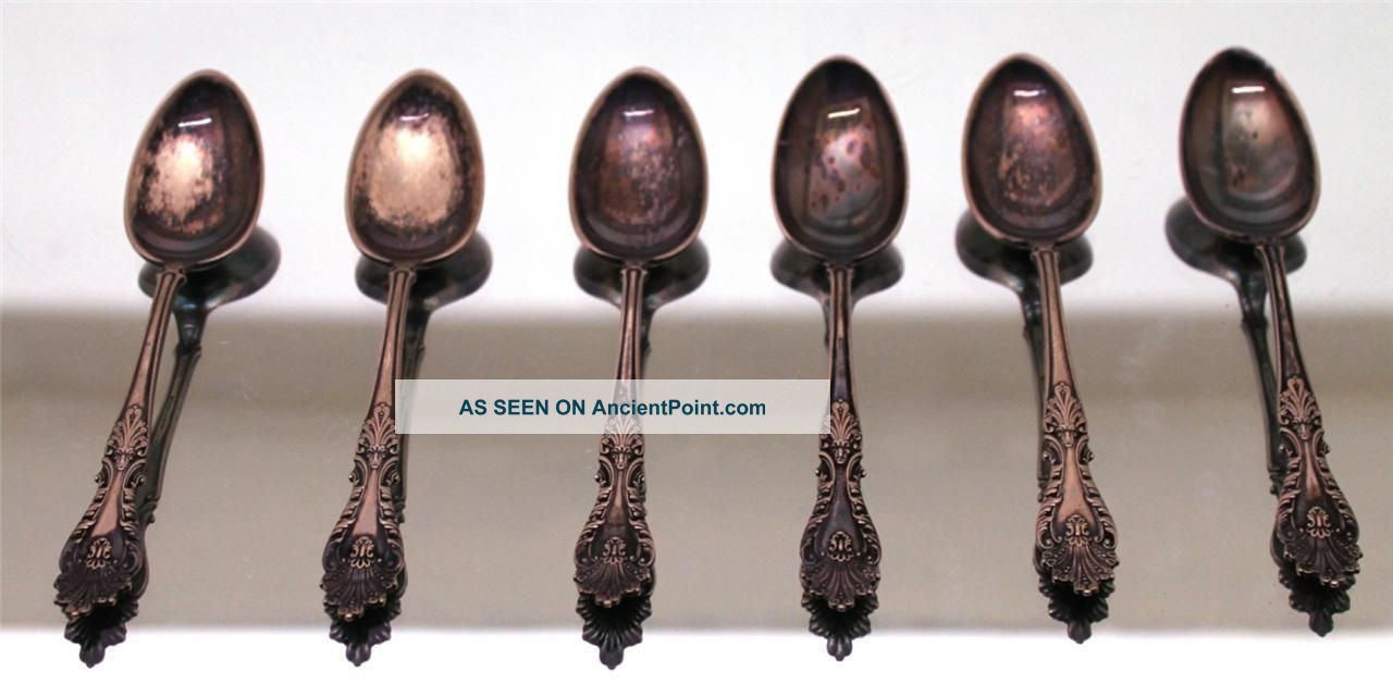 6 Rogers & Hamilton Raphael Pattern Silverplate Pat.  1896 5 - 7/8 Teaspoons Spoons International/1847 Rogers photo