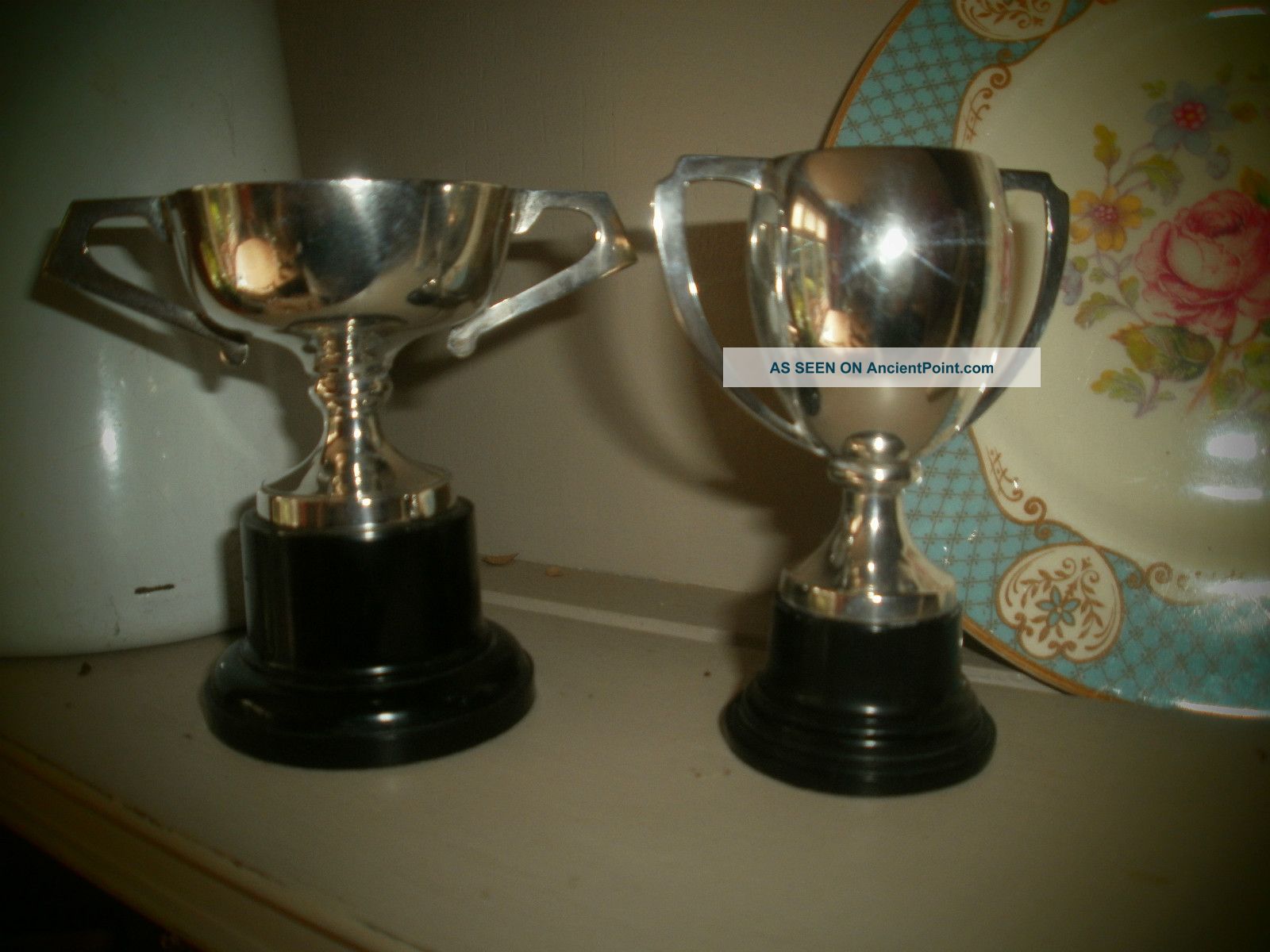 Antique Hallmarked Pair Of Solid Silver Trophies Other photo