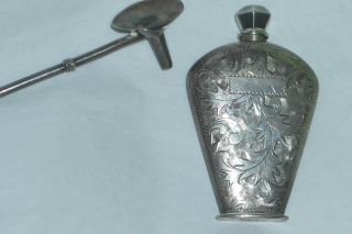 Antique Victorian Miniature Sterling Perfume Bottle + Funnel photo