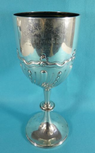 Edwardian Sterling Silver Trophy Cup Racing Pigeon Federation Cup 10 Inch 1905 photo