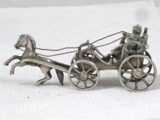 Antique Solid Silver Miniature Horse & Carriage Figure From Austria Circa 1895 photo