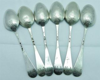 George Iii 1762 Solid Sterling Silver Set Of 6 Tea Desert Spoons 57g photo