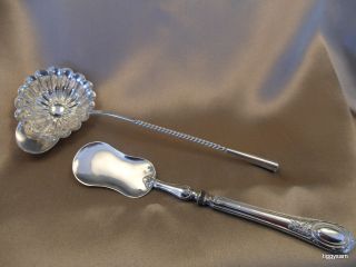 2 Antique Solid Silver French Items : A Ladle & A Caviar Scoop (19th C. ) photo