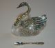 Vintage Glass And Silver Plated Swan Salt Cellar + Matching Spoon Salt & Pepper Cellars/ Shakers photo 4
