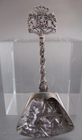 ‹ (•¿•) › 1928 : A Lovely 835 Silver Tea Caddy Spoon With Lions & Dutch Shield photo