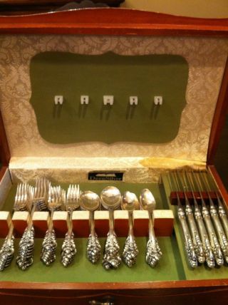 Wallace Grand Baroque Sterling Flatware,  Service For 12 Plus Serving Pieces photo