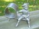 Figural Silverplate Or Pewter Napkin Ring Holder Boy On Bench Vintage Napkin Rings & Clips photo 1