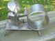 Figural Silverplate Or Pewter Napkin Ring Holder Boy On Bench Vintage Napkin Rings & Clips photo 2