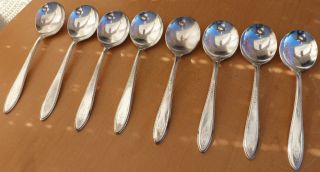 (8) 1847 Rogers Silverplate Round Soup Spoons,  Argosy,  1926,  Really photo