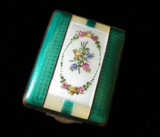 Vintage 1930 ' S Guilloche Enamel Compact By 