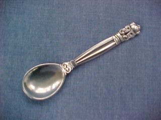 Georg Jensen Sterling Denmark Acorn 1915 Salt Spoon Gi Mark Antique Silver $1 Nr photo