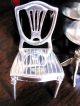 Miniature Solid Silver Furniture Table & 2 Shield - Back Chairs By S J Rose & Sons Miniatures photo 4
