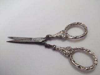 Silver Scissors With Engraved Top Half Have A Look photo