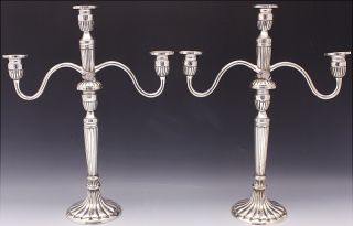 Ex.  Rare 19thc Chinese Qing Dynasty Silver Plate Silver 3 Arm Bat Candelabra Cand photo
