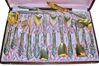 Antique Spainish Silver 800 Cutlery Set Of Dessert Knives,  Forks & Others photo
