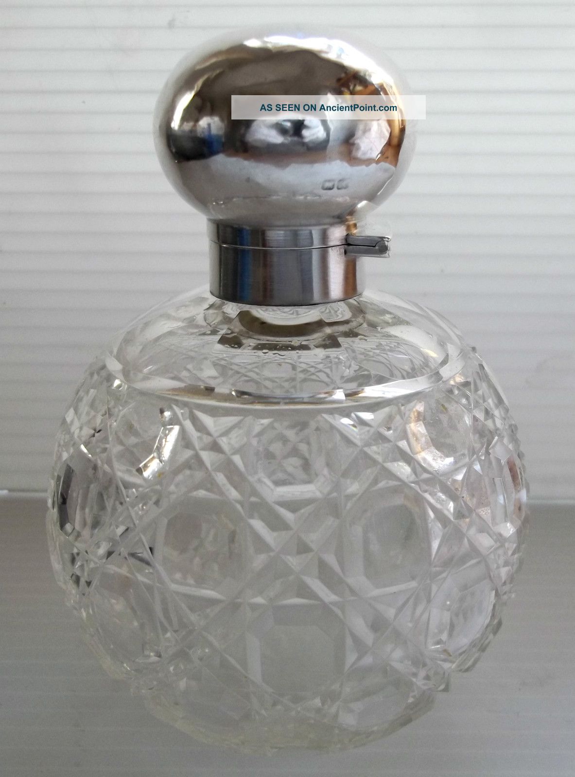 Hm Solid Sterling Silver & Crystal Large Flip Top Perfume Bottle - Chester 1912 Bottles photo