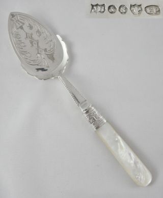 Rare Antique Mother Of Pearl Silver Epns Cake Pastry Petit Fours Server Spoon photo