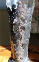 German 800 Silver Trumpet Form Bud Vase W/ Etched Glass Insert Cherubs Ornate Silver Alloys (.800-.899) photo 1