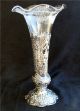 German 800 Silver Trumpet Form Bud Vase W/ Etched Glass Insert Cherubs Ornate Silver Alloys (.800-.899) photo 5