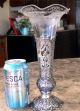 German 800 Silver Trumpet Form Bud Vase W/ Etched Glass Insert Cherubs Ornate Silver Alloys (.800-.899) photo 7
