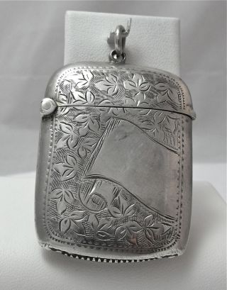 Antique Sterling Silver Match Safe Vesta Case 1910 Birmingham England photo
