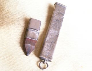 Antique Solid Silver Pencil And Case Fob,  Chatelaine. photo