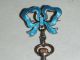 Antique Blue Enamel Ladies Hanging Watch On Bow Brooch Pocket Watches/ Chains/ Fobs photo 4