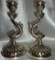 A Pair Of Vintage Heavy Beautifully Cast Fish Design One Piece Candlesticks Candlesticks & Candelabra photo 1