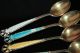 Finn Jensen Norway 6x Gold - Washed Sterling Silver Multicolored Guilloche Spoons Scandinavia photo 4