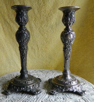 Vintage Candle Sticks. . .  Wm Rodgers Heritage Silver Plate Is photo