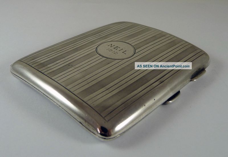 Solid Silver Cigarette Case - Engraved Neil - Hallmarked 1912 - 84g Cigarette & Vesta Cases photo
