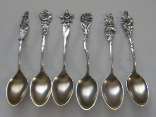 6 Reed And Barton Harlequin Floral Pattern Sterling Goldwashed Spoons 100.  3g photo