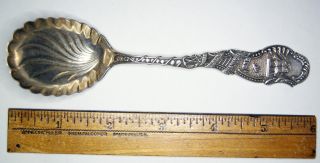 1891 Durgin Sterling Silver Uss Constitution Old Ironsides Fluted Souvenir Spoon photo