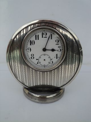 Solid Silver Antique Clock - Hallmarked Birmingham 1913. photo