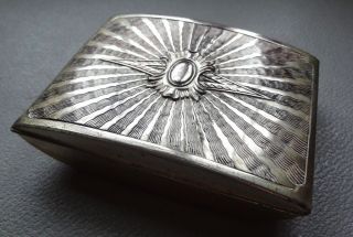 Vintage Art Deco Embossed Starburst Trinket Box Jewllery Casket Silver Plated photo