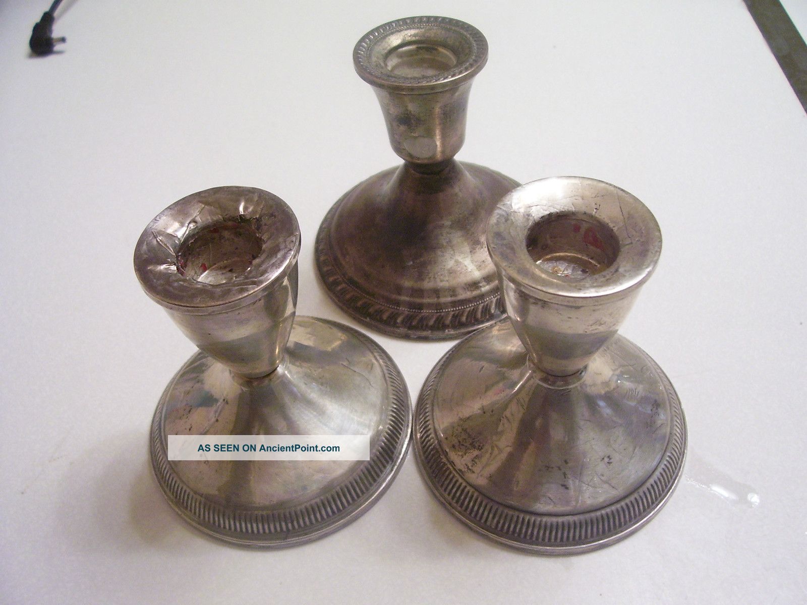3 Sterling Silver 21.  6 Oz 612 Gram Candle Stick Weighted Scrap Or Use Candlesticks & Candelabra photo