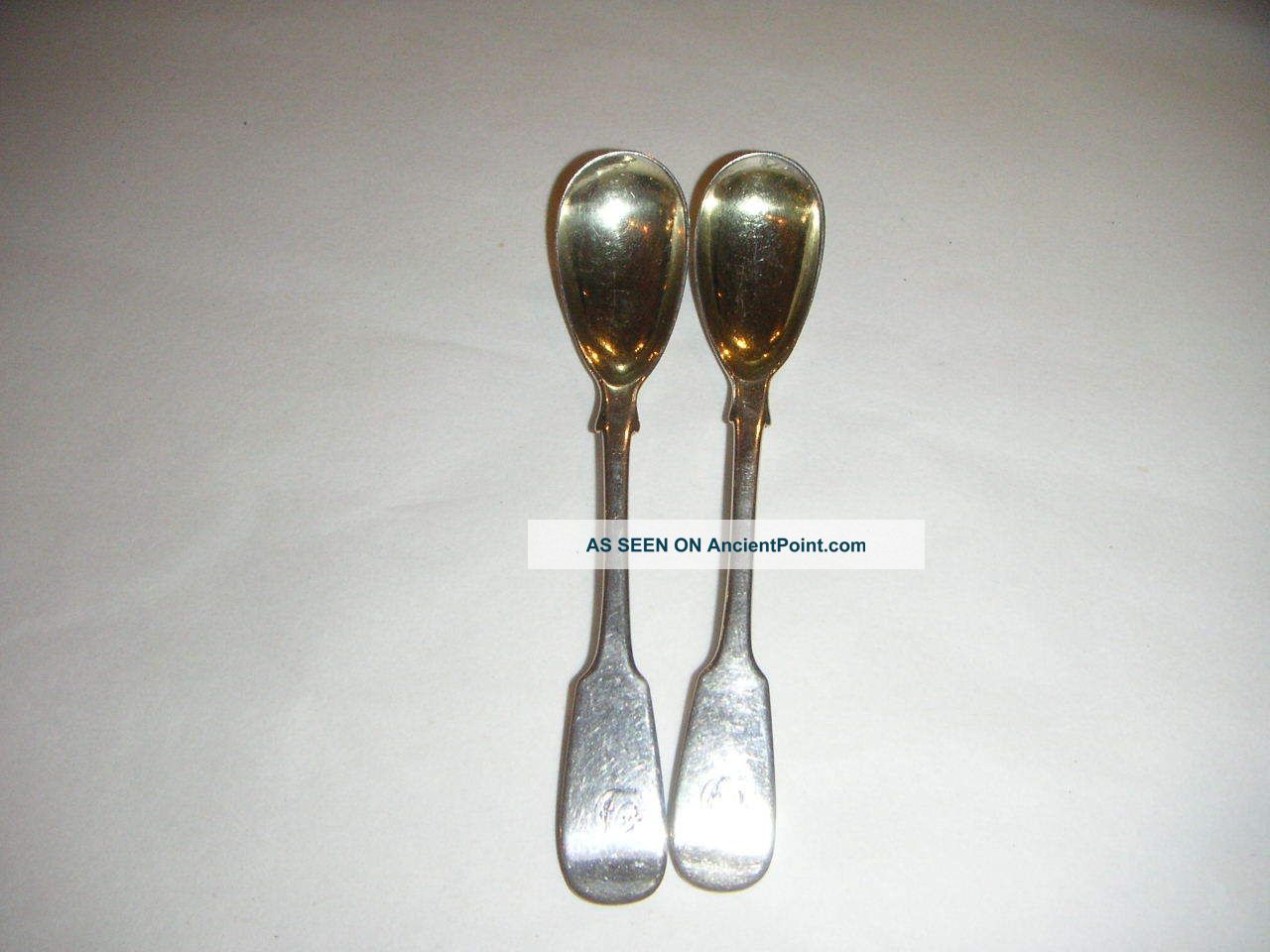 Pair Of Antique Scottish Silver Mustard Spoons Fiddle Pattern 1841 Other photo