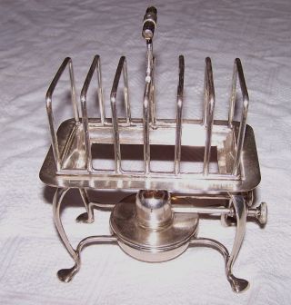 Antique Asprey & Co Silver Plate Toast Rack With Burner Splendid photo
