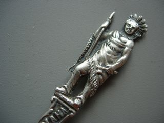 Omaha Old Figural Indian Gorham Whiting Silver Sterling Spoon C.  S.  Raymond photo