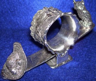 Silver Plated Figural Napkin Ring Seesaw Kitten And Owl photo