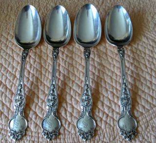 Thanksgiving Special 4 Wallace Violet Sterling Silver Soup Dessert Spoons.  S Mono photo