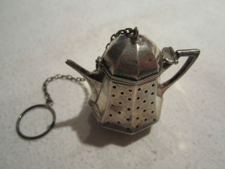 Vintage American Figural Sterling Silver Teapot Tea Ball Or Infuser Rare photo